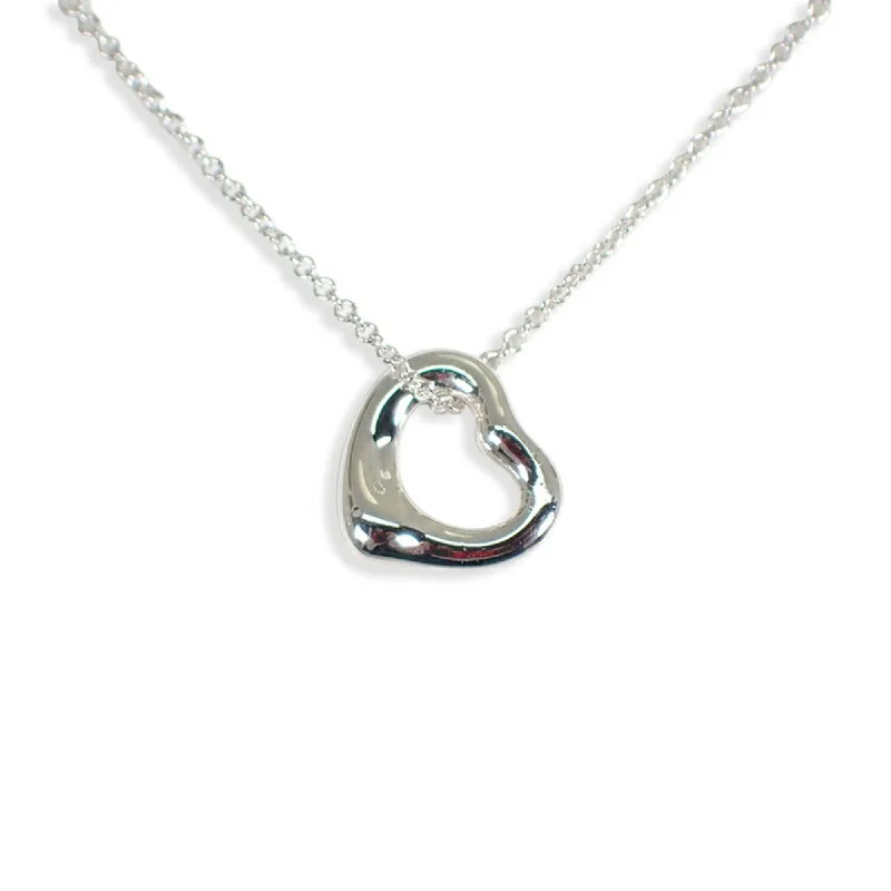 Sleek art necklaces-Tiffany Open Heart Sterling  925 Pendant Necklace (Pre-Owned)