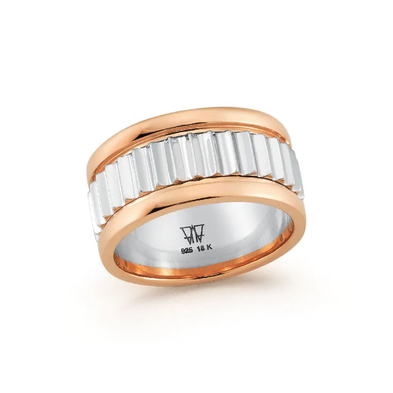 Glossy silver rings-Walters Faith Sterling Silver and 18K Rose Gold Fluted Ring