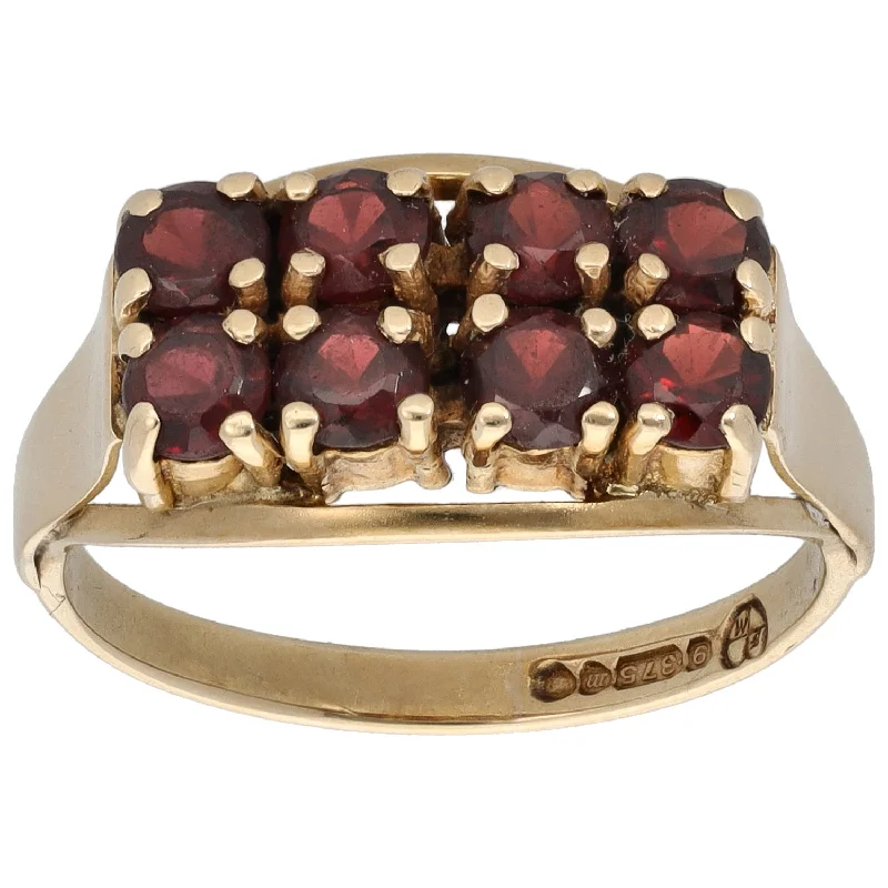 Woven fiber rings-9ct Gold Garnet Dress/Cocktail Ring Size P