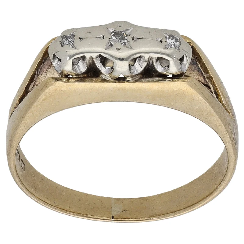 Goshenite cut rings-9ct Gold 0.03ct Diamond Trilogy Ring Size N 1/2