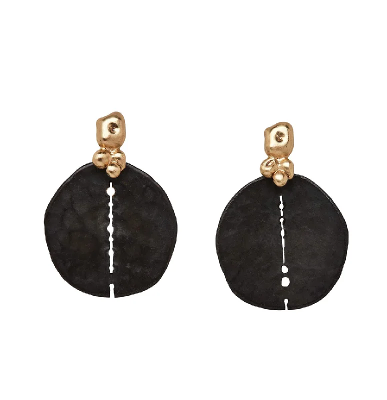 Small triangle earrings-Black Orbit Bronze Earrings