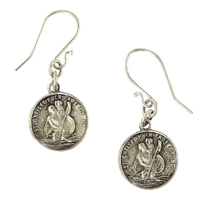 Flow design earrings-Les Celeste St Christopher Earrings