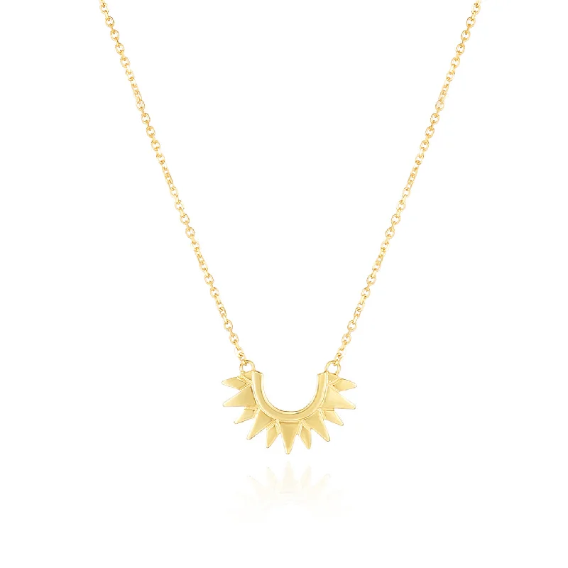 Neat-line necklaces-Gold Sunburst Necklace