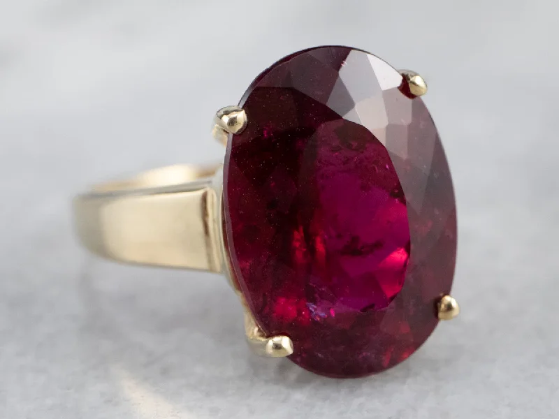 Stone stack rings-Rubellite Tourmaline Gold Cocktail Ring