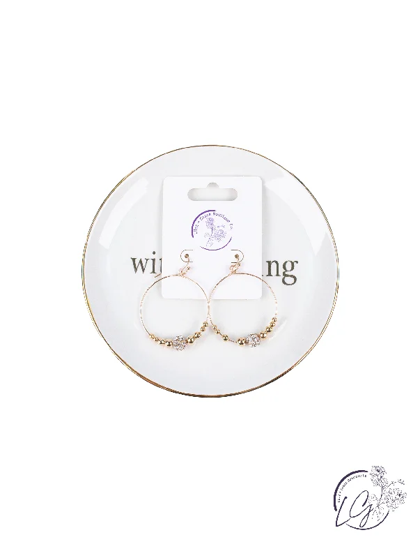 Firm hoop earrings-Gold and Rhinestone Hoop Earrings