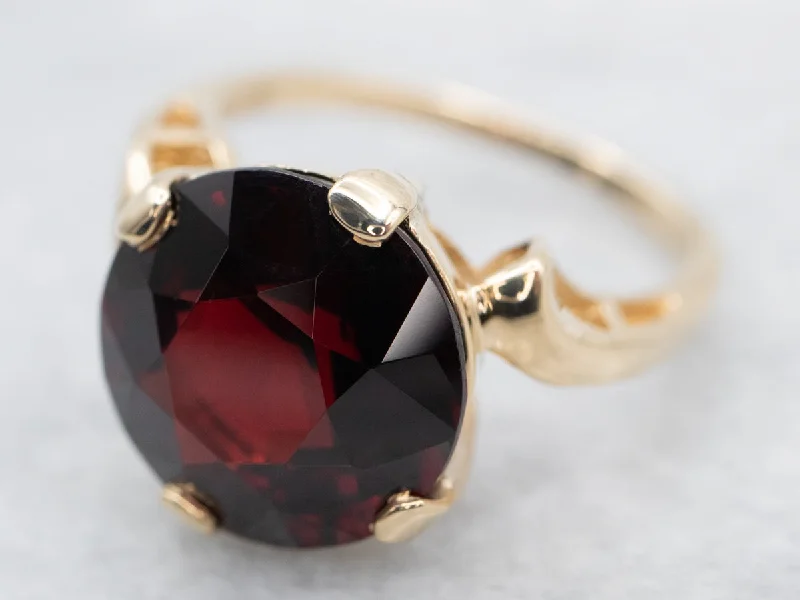 Firm band rings-Vintage Gold Garnet Bypass Ring