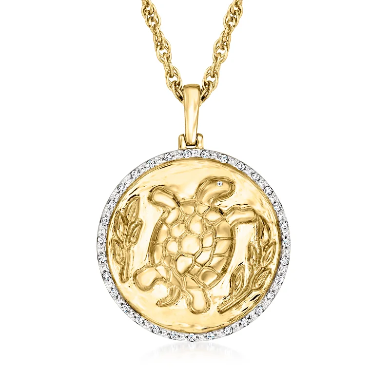 Delicate string necklaces-Ross-Simons Diamond Medallion Pendant Necklace in 18kt Gold Over Sterling