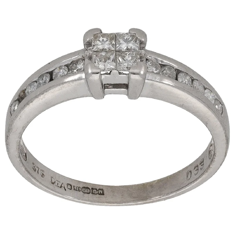 Goshenite cut rings-9ct White Gold 0.33ct Diamond Dress/Cocktail Ring Size L