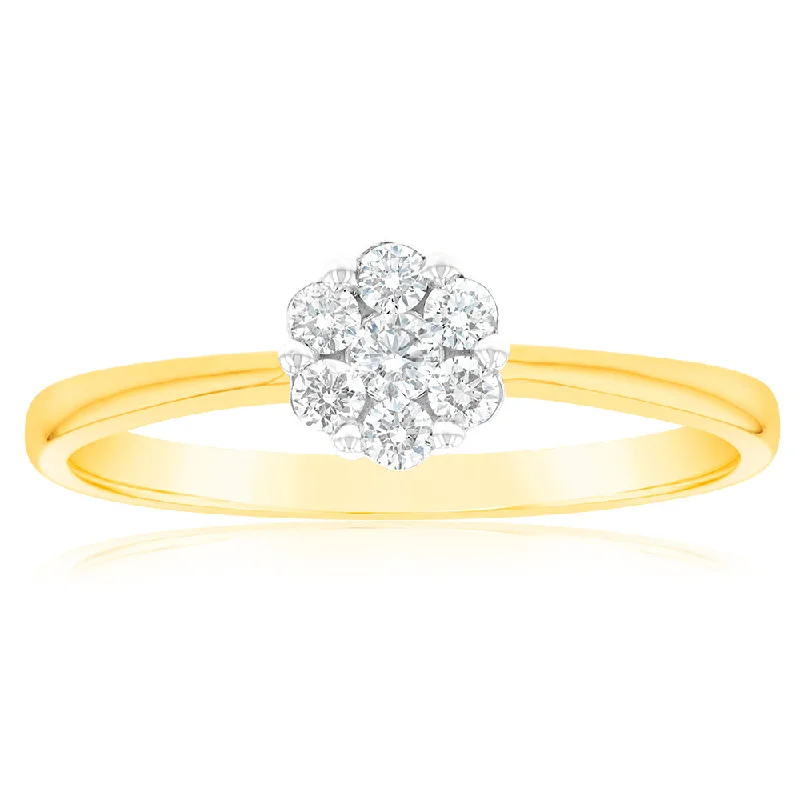 Polished bead rings-Luminesce Lab Grown 9ct Yellow Gold 1/6 Carat Diamond Solitaire Fancy Ring