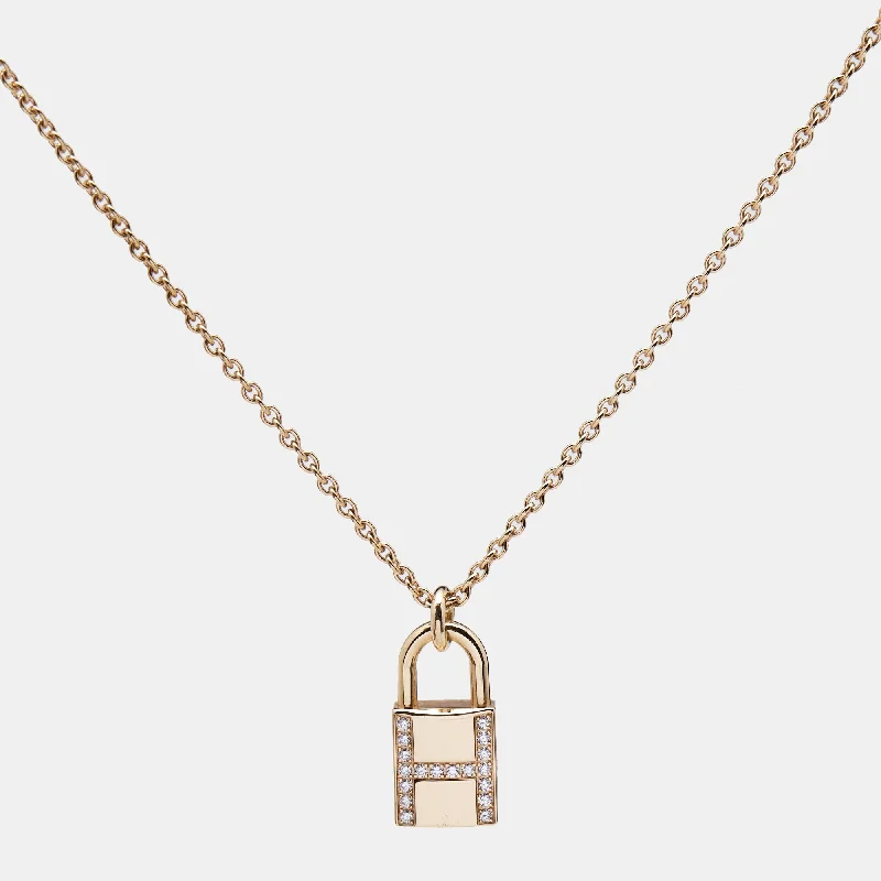 Meteor star necklaces-Hermes Kelly Cadenas Diamonds 18K Rose Gold Pendant Necklace