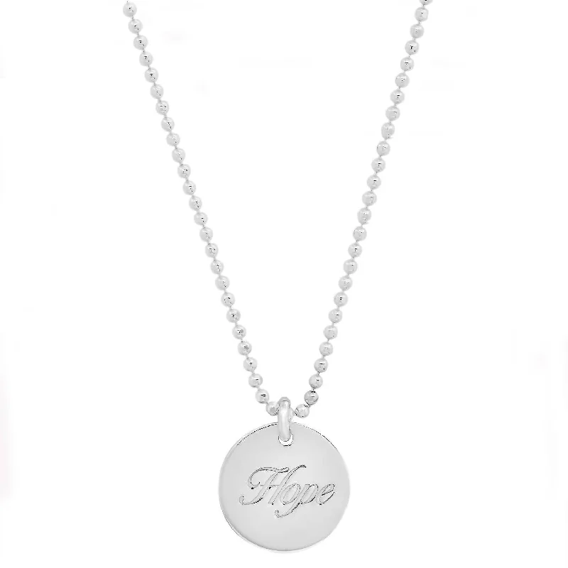 Coiled thread necklaces-Women's "hope" Disc Necklace In Silver