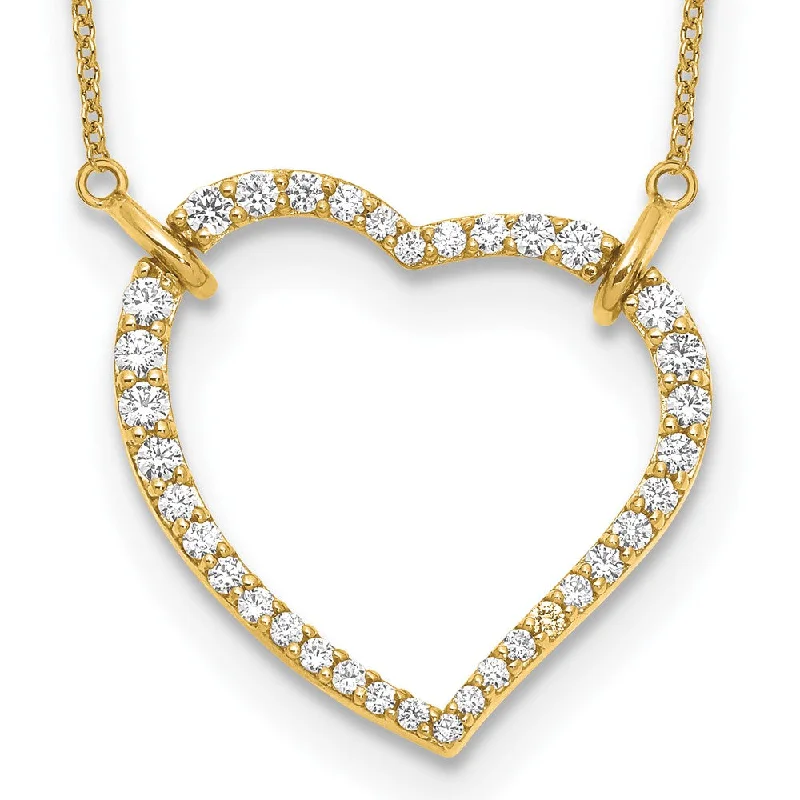 Sharp crystal necklaces-14k Gold Round Cut 0.70 Ct Lab Grown Diamond Open Heart Pendant Necklace 18"