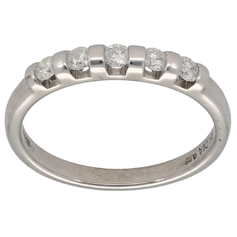 Round stone rings-9ct White Gold 0.25ct Diamond Half Eternity Ring Size M