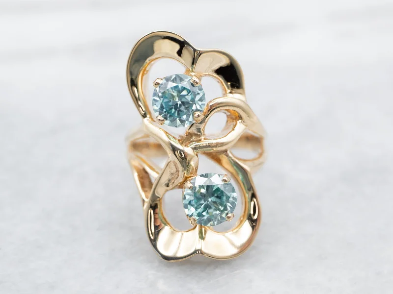 Round design rings-Modernist Blue Zircon Sweetheart Ring