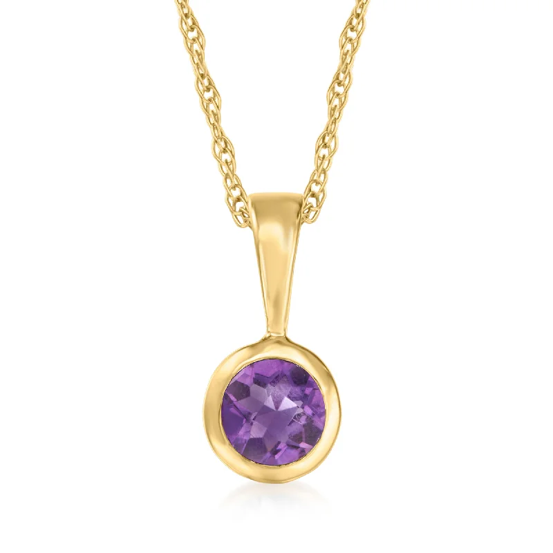 Meteor star necklaces-RS Pure by Ross-Simons Amethyst Pendant Necklace in 14kt Yellow Gold