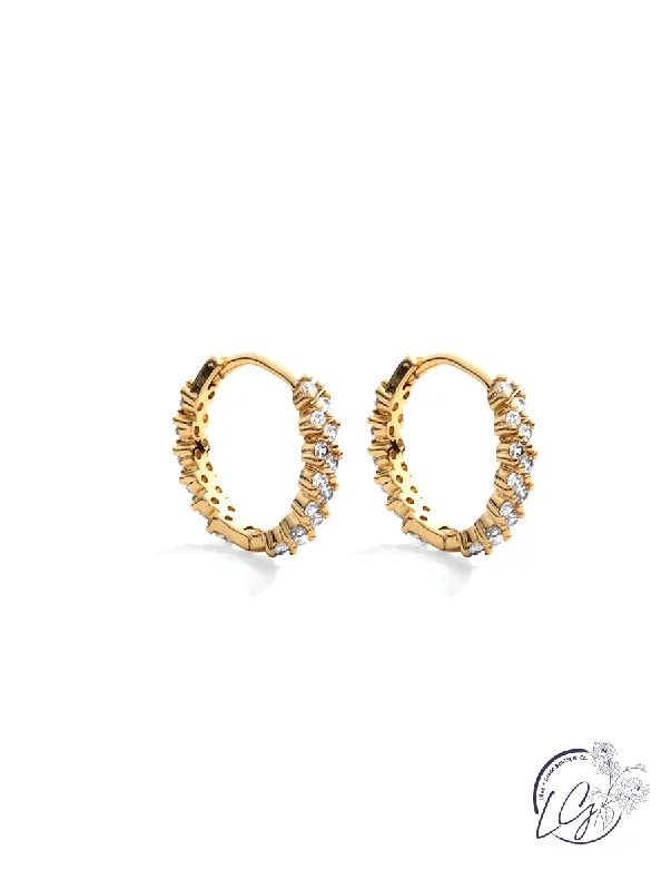 Bold statement earrings-Detailed Pave Huggies