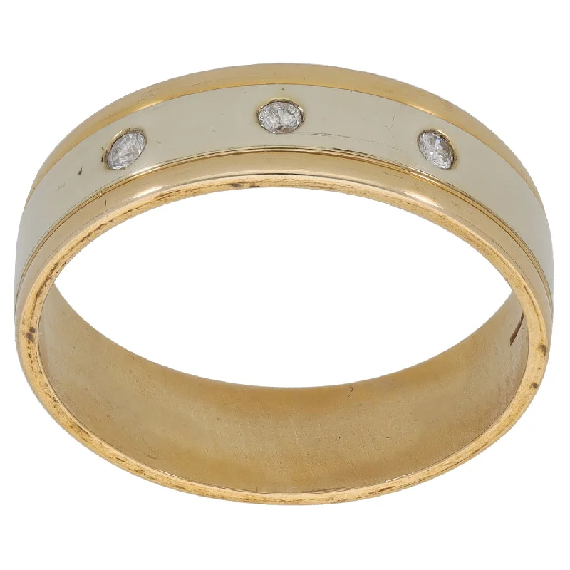 Grass style rings-9ct Bi-Colour Gold 0.09ct Diamond Wedding Ring Size T