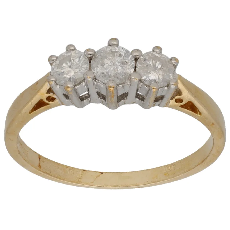 Rustic deco rings-9ct Gold 0.35ct Diamond Trilogy Ring Size L