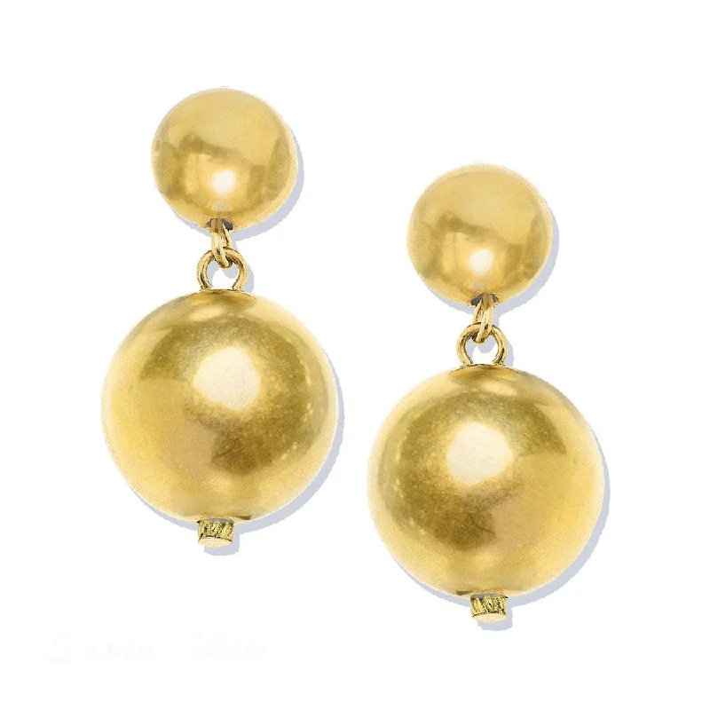 Trekker weave earrings-Handcast Gold Plated Ball Dangle Earrings