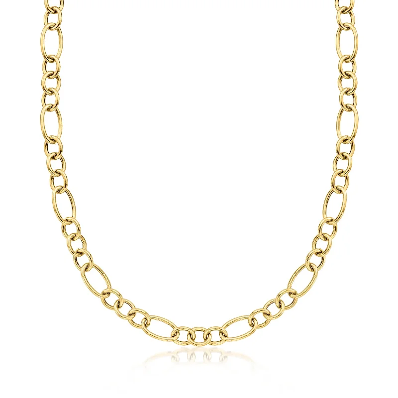 Sisal cord necklaces-Ross-Simons Italian 18kt Gold Over Sterling Silver Round and Oval-Link Necklace