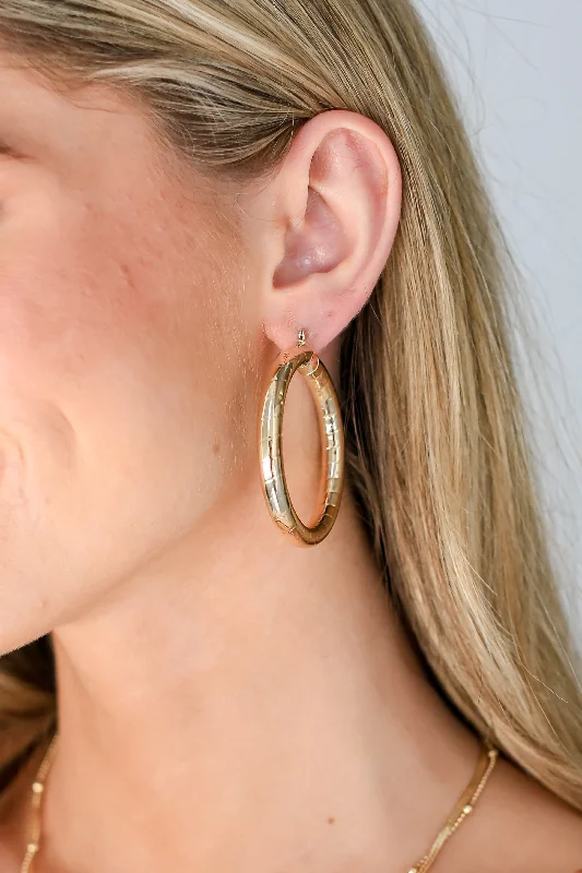 Etched disc earrings-FINAL SALE - Angela Gold Hoop Earrings