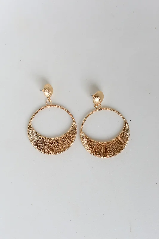 Round stud earrings-FINAL SALE - Nina Gold Statement Drop Earrings