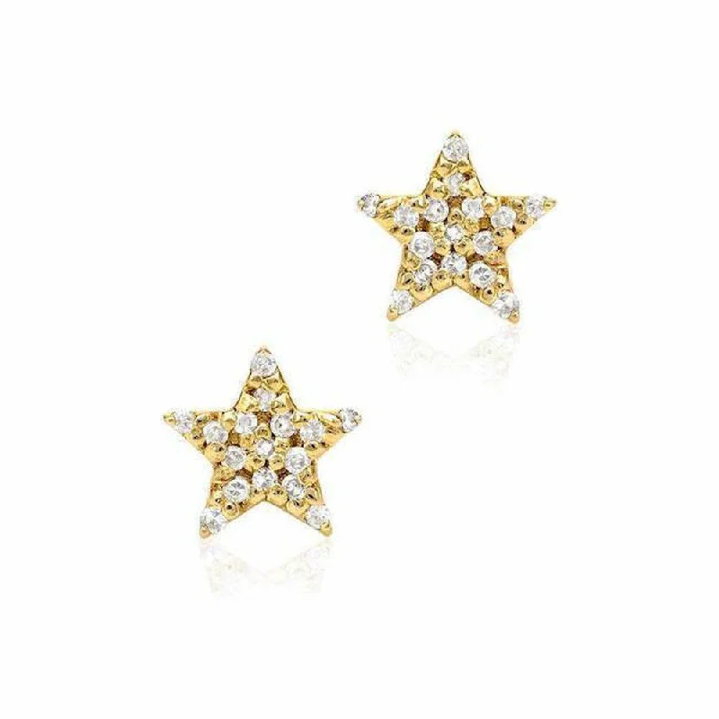 Pale clay earrings-Tiny Star Pave Diamond Gold Stud Earrings