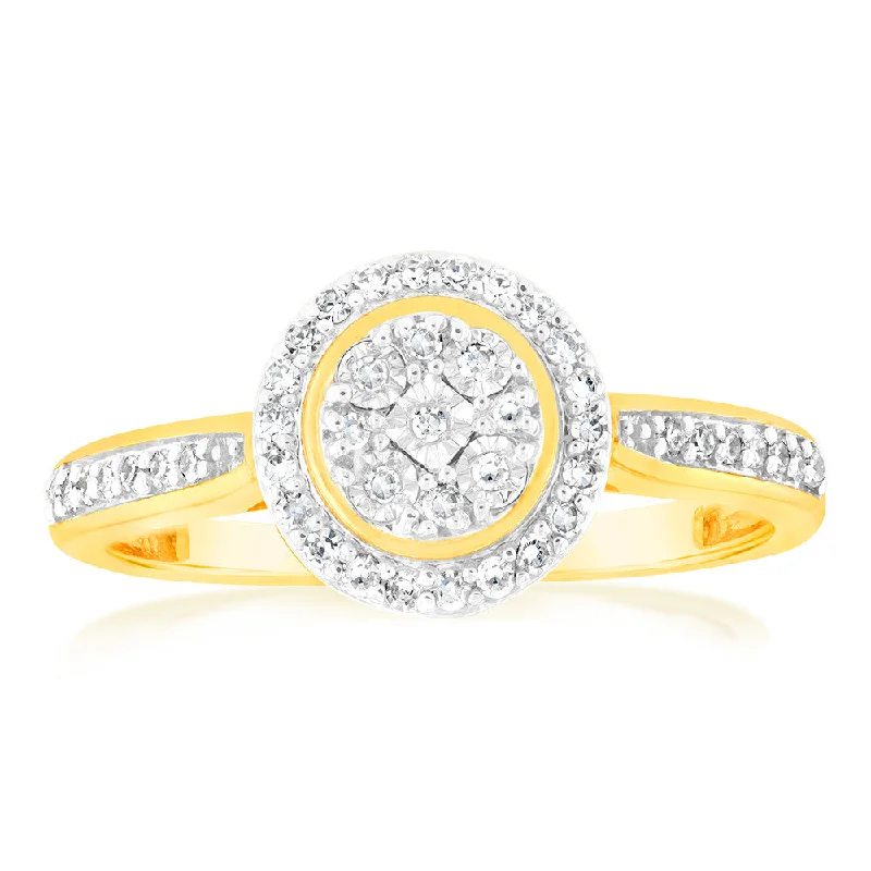 Gem-twisted rings-Luminesce Lab Grown Diamond 1/5 Carat Dress Ring in 9ct Yellow Gold