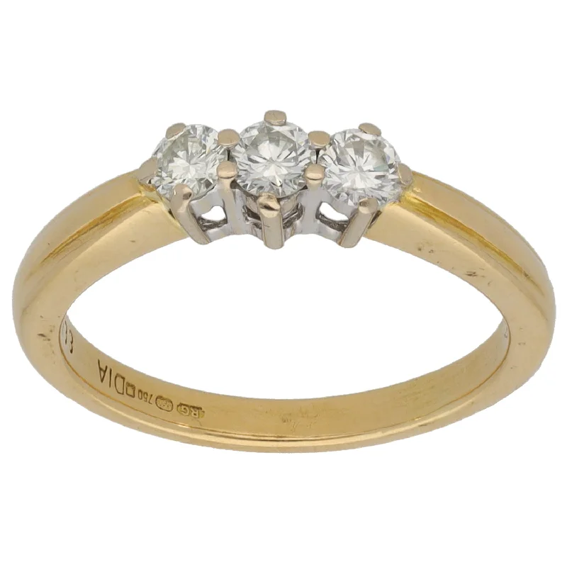 Leafy carved rings-18ct Gold 0.33ct Diamond Trilogy Ring Size K