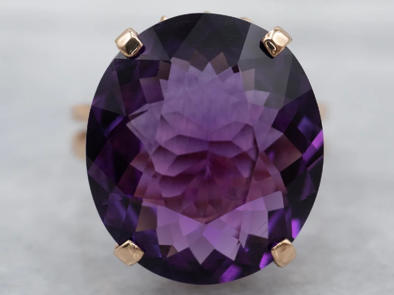 Antique bronze rings-18K Gold Amethyst Statement Ring