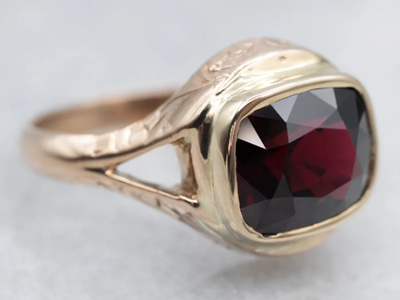 Fine star rings-Cushion Cut Pyrope Garnet Solitaire Ring