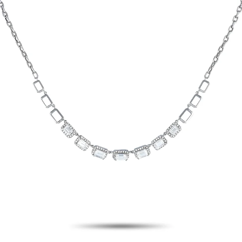 Orbit sign necklaces-LB Exclusive 18K White Gold 1.95ct Diamond Necklace ANK-19802