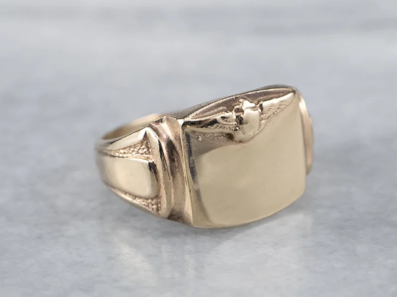 Bold stone rings-Military Style Gold Signet Ring