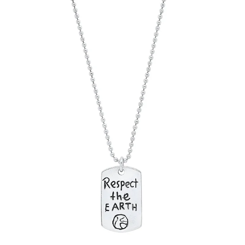 Vintage drop necklaces-Women's Sterling "resolutions We Can All Keep" Dogtags Max Necklace In Respect The Earth