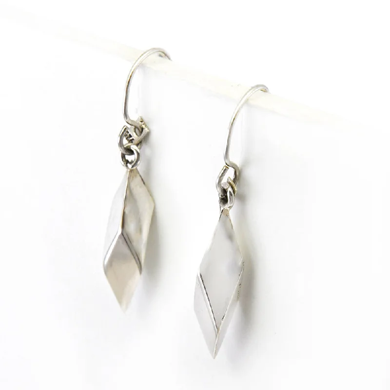 Soft texture earrings-Silver Slanted Cube Earrings