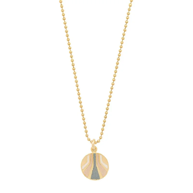 Danburite necklaces-Women's Enameled Small Round "burst" Pendant Necklace In Vermeil/neutrals