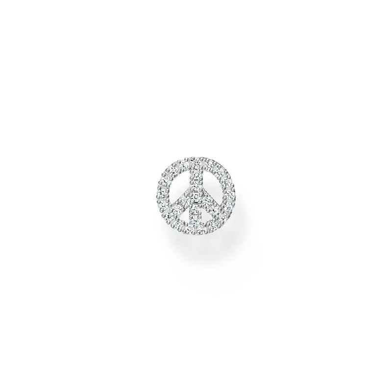 Linen thread rings-Thomas Sabo Sterling Silver Charm Club Peace CZ Stud Earring *1 Piece Only*