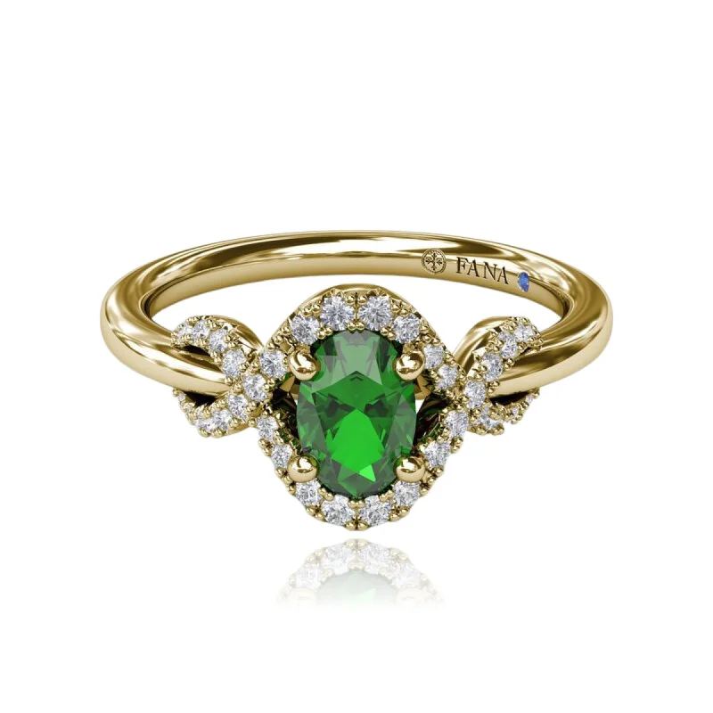 Soft band rings-14K YELLOW GOLD EMERALD DIAMOND OVAL FASHION RING - SZ 6.5