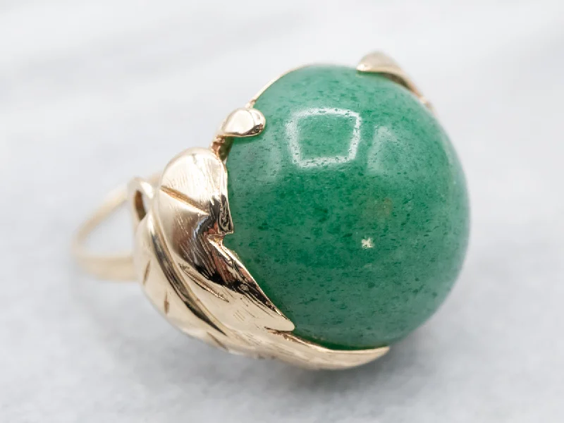 Soft texture rings-Botanical Gold Aventurine Ring