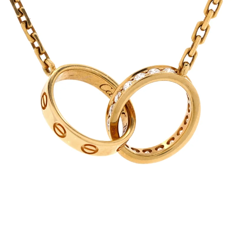 Pale wood necklaces-Love Interlocking Necklace 18K Yellow Gold and Diamonds