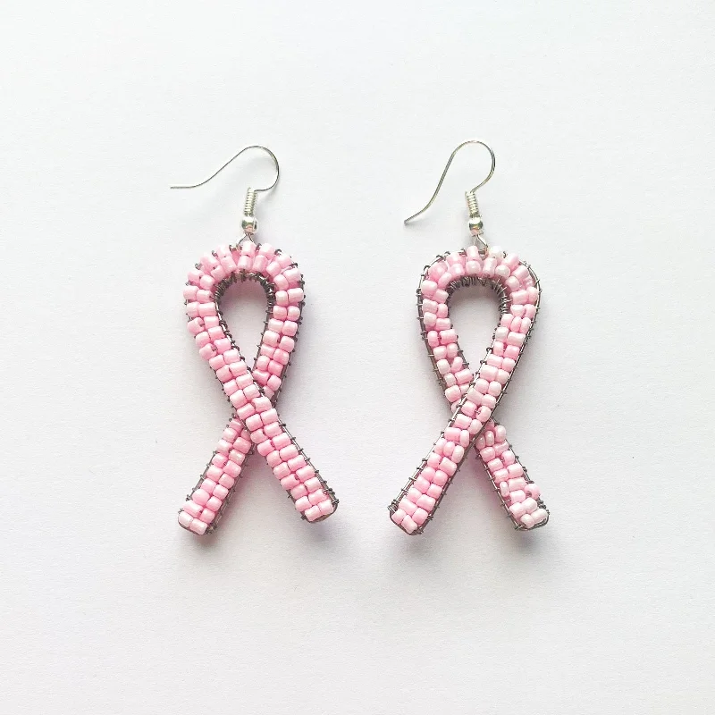 Flow shape earrings-Breast Cancer Ribbon Earrings