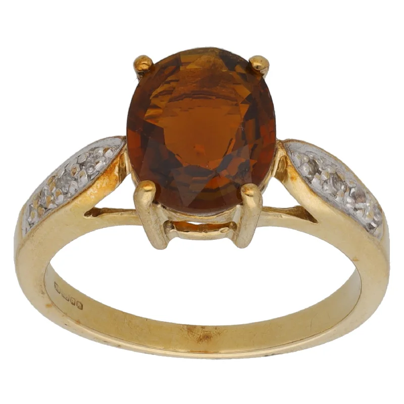 Multi-stone rings-9ct Gold Tourmaline & Imitation Single Stone Ring with Accent Stones Size N