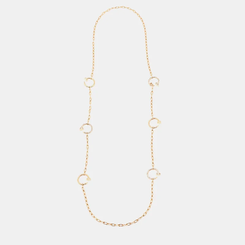 Cast name necklaces-Cartier Juste Un Clou Diamonds 18K Rose Gold 6 Motif Long Necklace