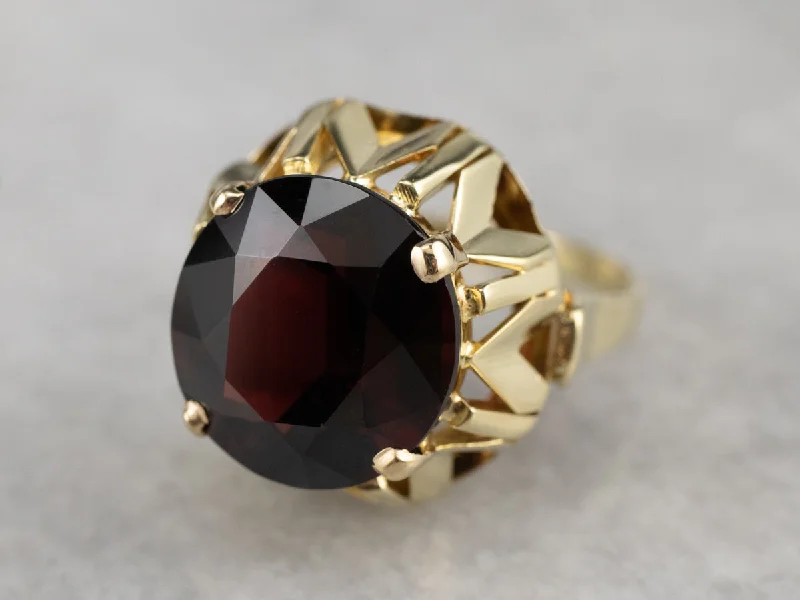 Fluorite gem rings-Garnet Gold Statement Ring