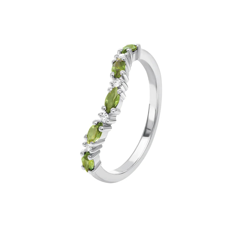 18ct White Gold with Green Sapphires