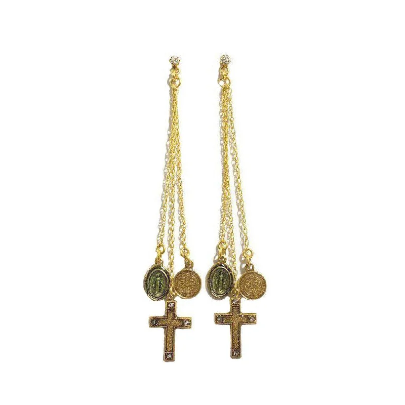 Small dot earrings-Les Celeste Chain Earrings