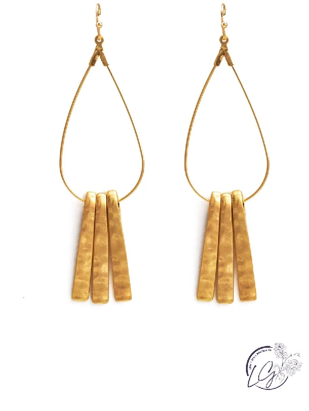 Stone strand earrings-Triple Bar Earrings