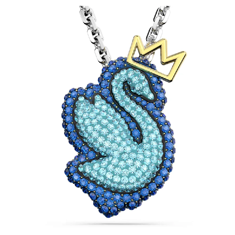 Orbit sign necklaces-Swarovski Women's Swan Blue Crystal Necklace 5649194