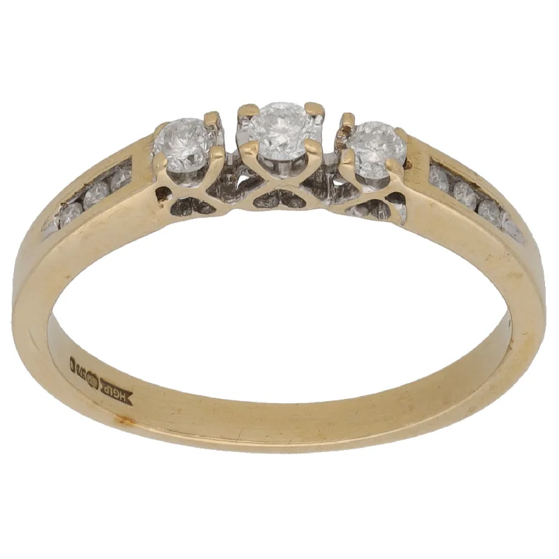 Fine star rings-9ct Gold 0.21ct Diamond Dress/Cocktail Ring Size P