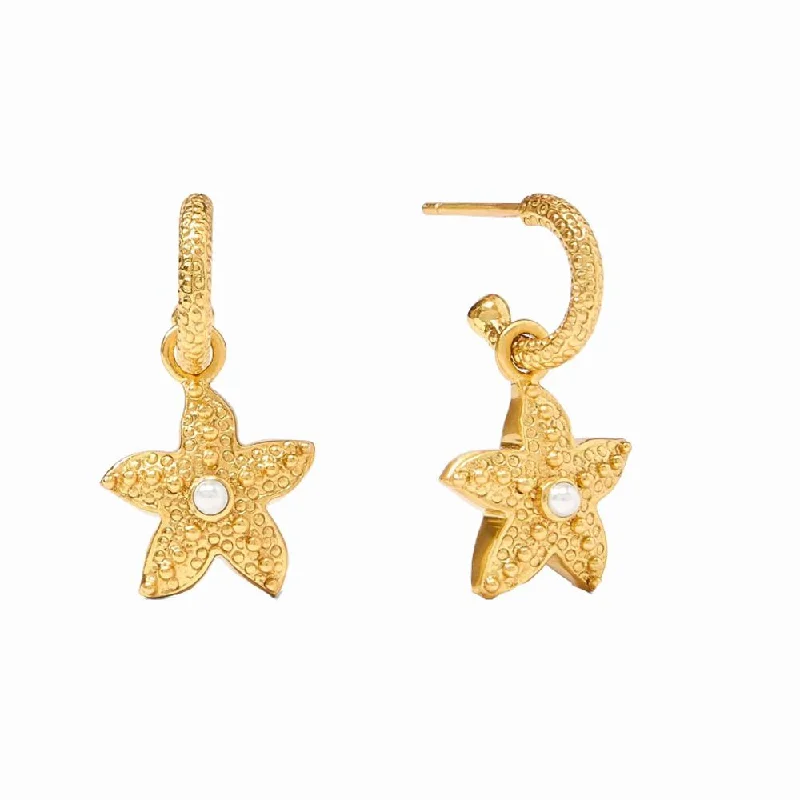 Gem-twisted earrings-Sanibel Starfish Hoop and Charm Earring